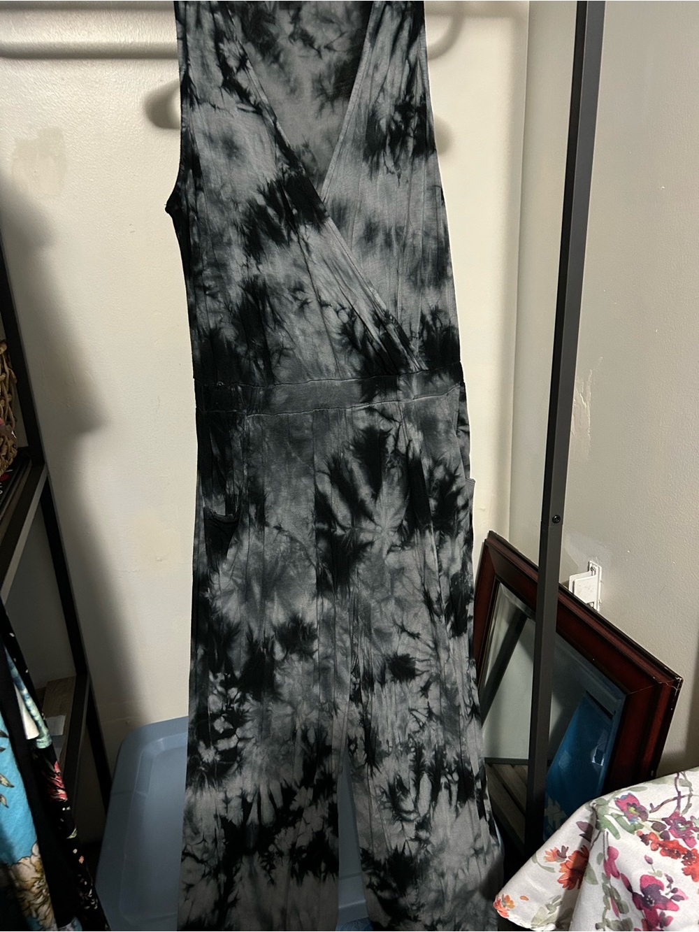 Tie-Dye Black & Gray Maxi Jumpsuit